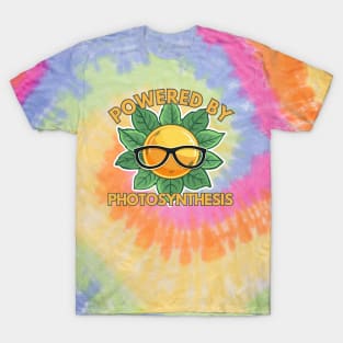 Powered by Photosynthesis - Sun and Green Leaves Design T-Shirt